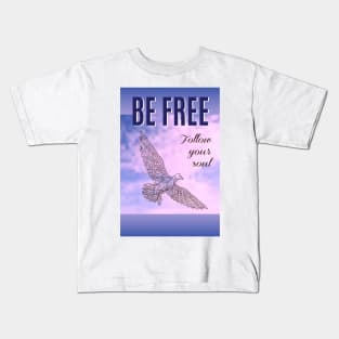 seagull in the sky be free Kids T-Shirt